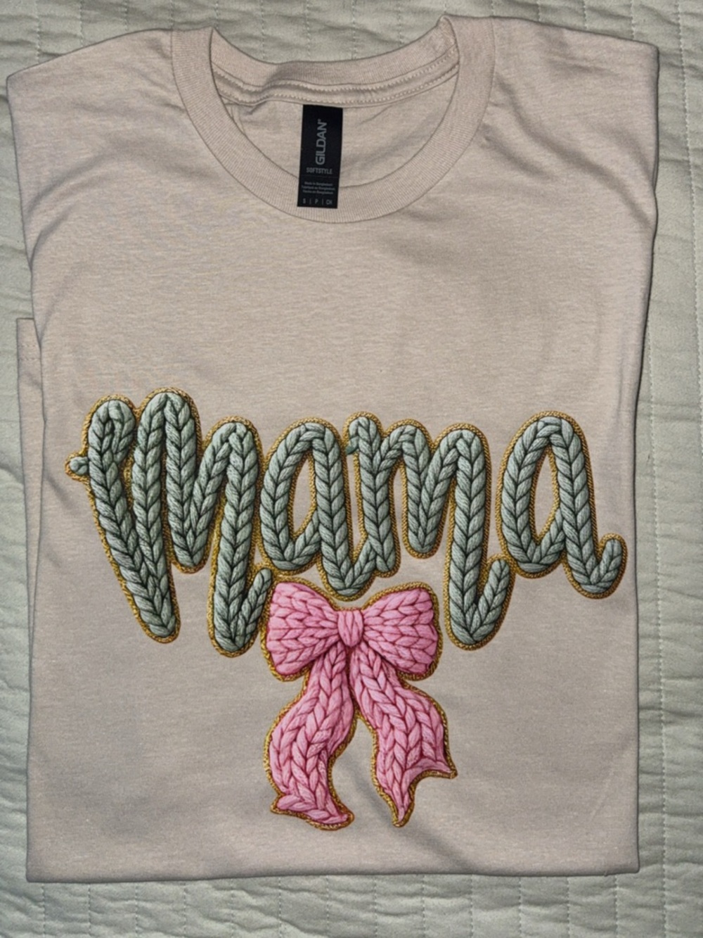 Mama Knit Bow Graphic Tee (Small)